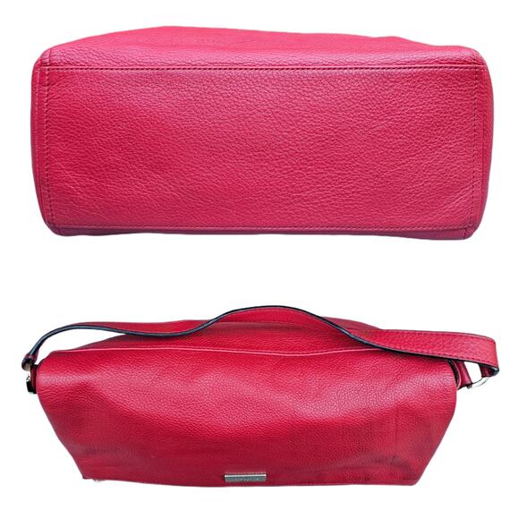 Foldover Flap Bag Kate Spade Highland Place Maria Purse Red Pebbled Leather Gold - Picture 4 of 13